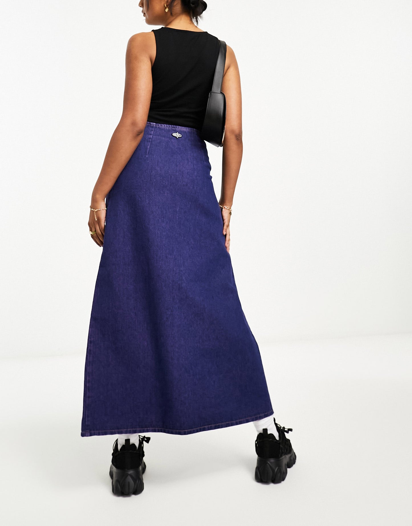 Basic Pleasure Mode blackcurrant wash denim wrap maxi skirt in purple