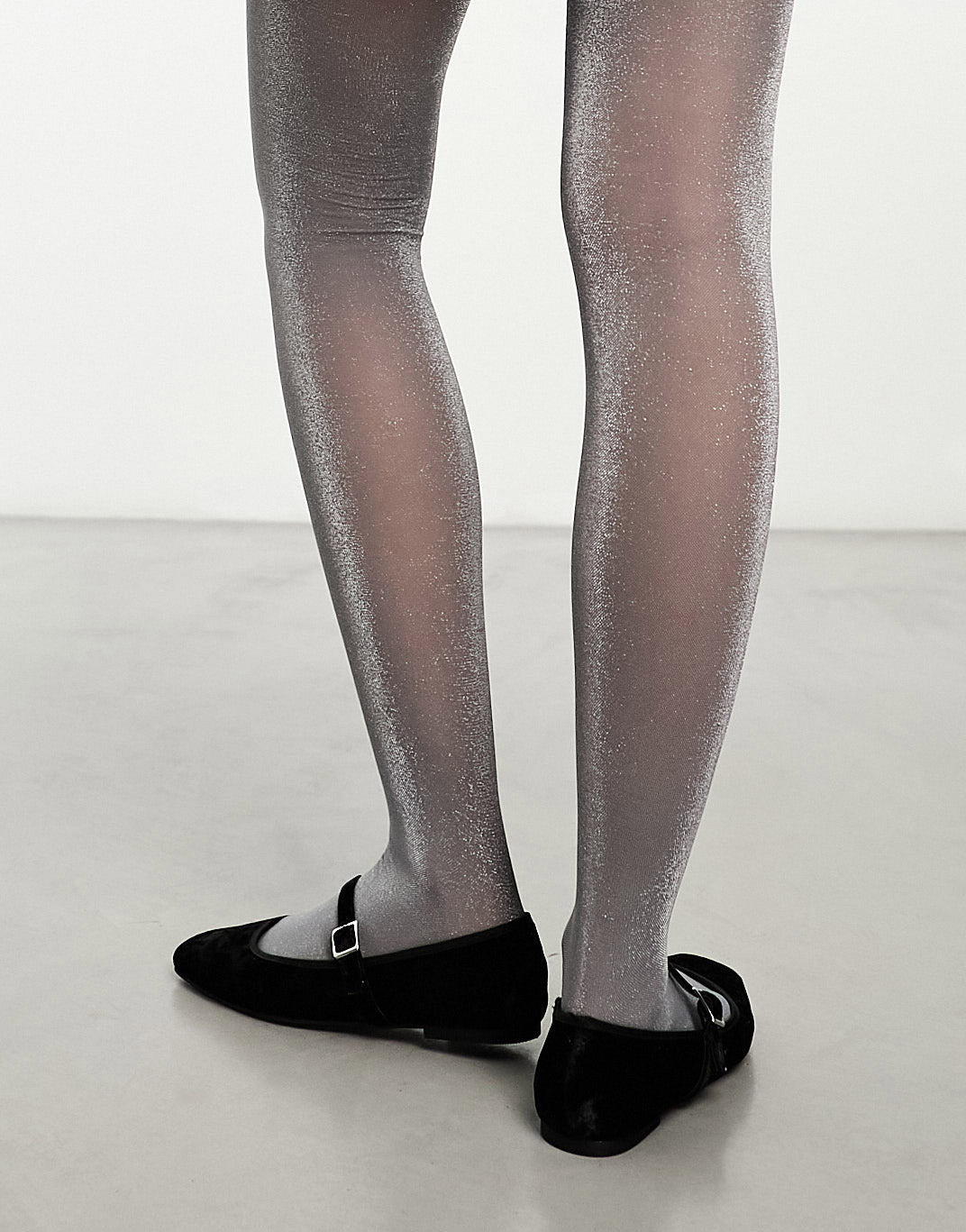 My Accessories London shimmer tights in silver