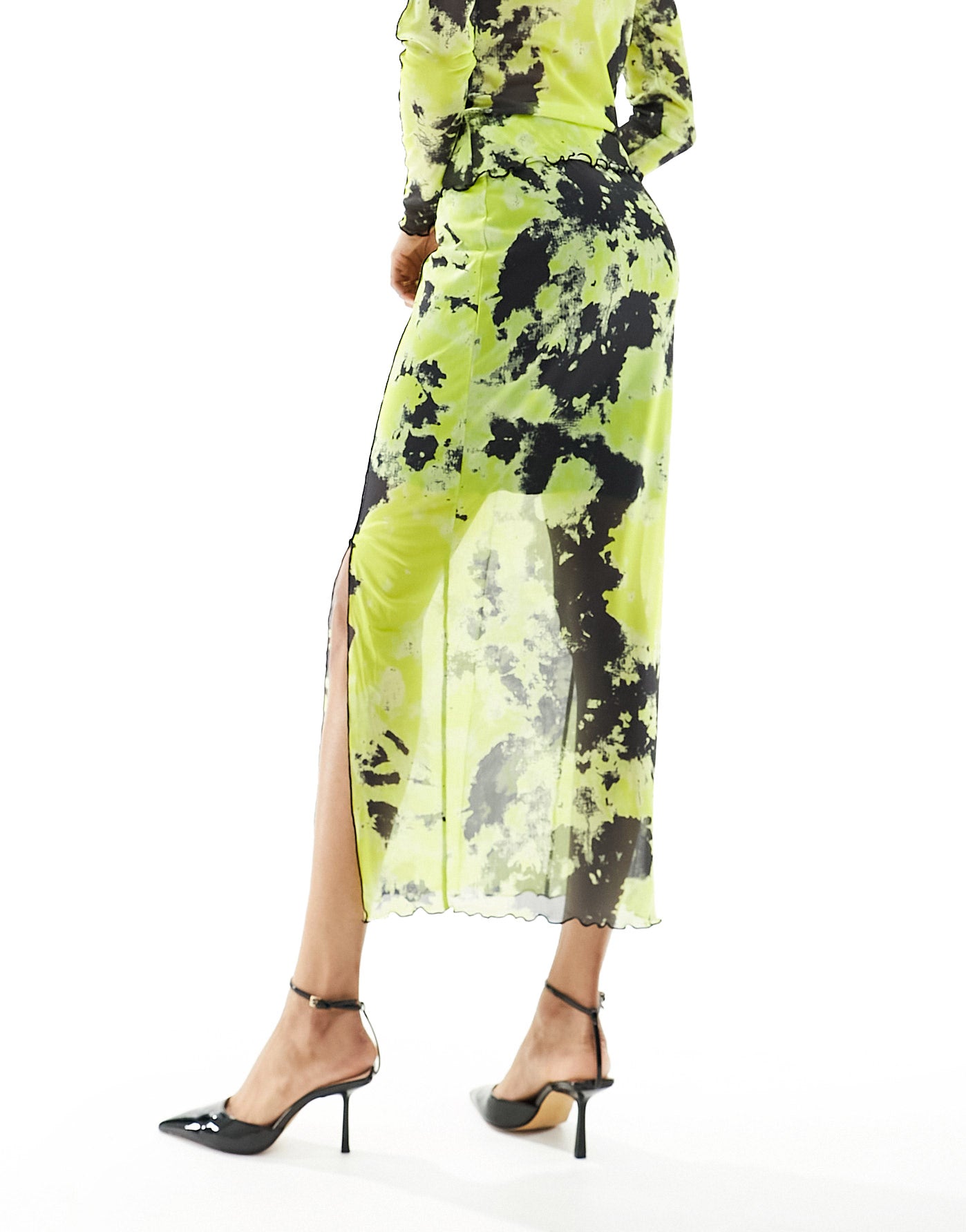 Object Tall lettuce edge maxi skirt co-ord in mixed lime print