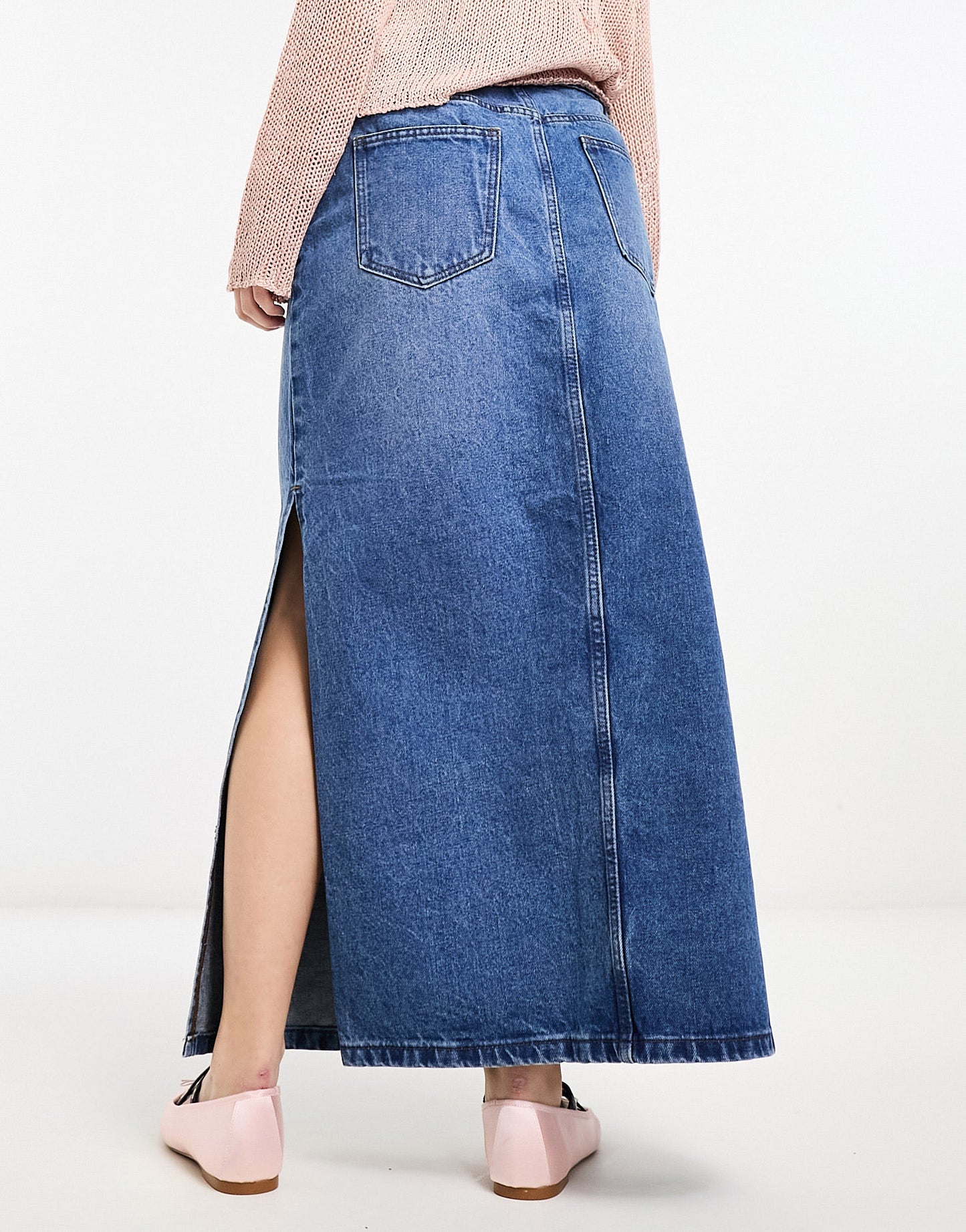 Noisy May denim maxi skirt in mid blue