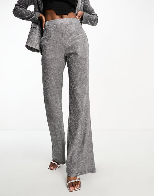 Rare London glitter tailored trouser co-ord in silver