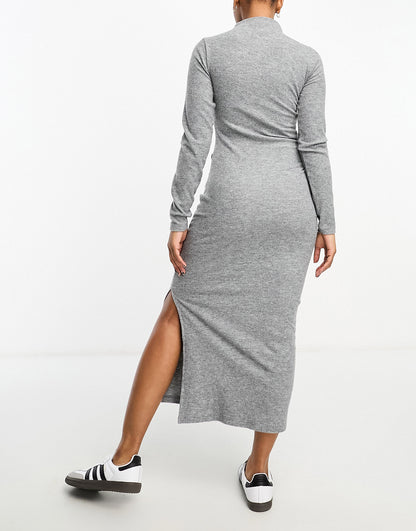 Miss Selfridge ruched midi dress in grey