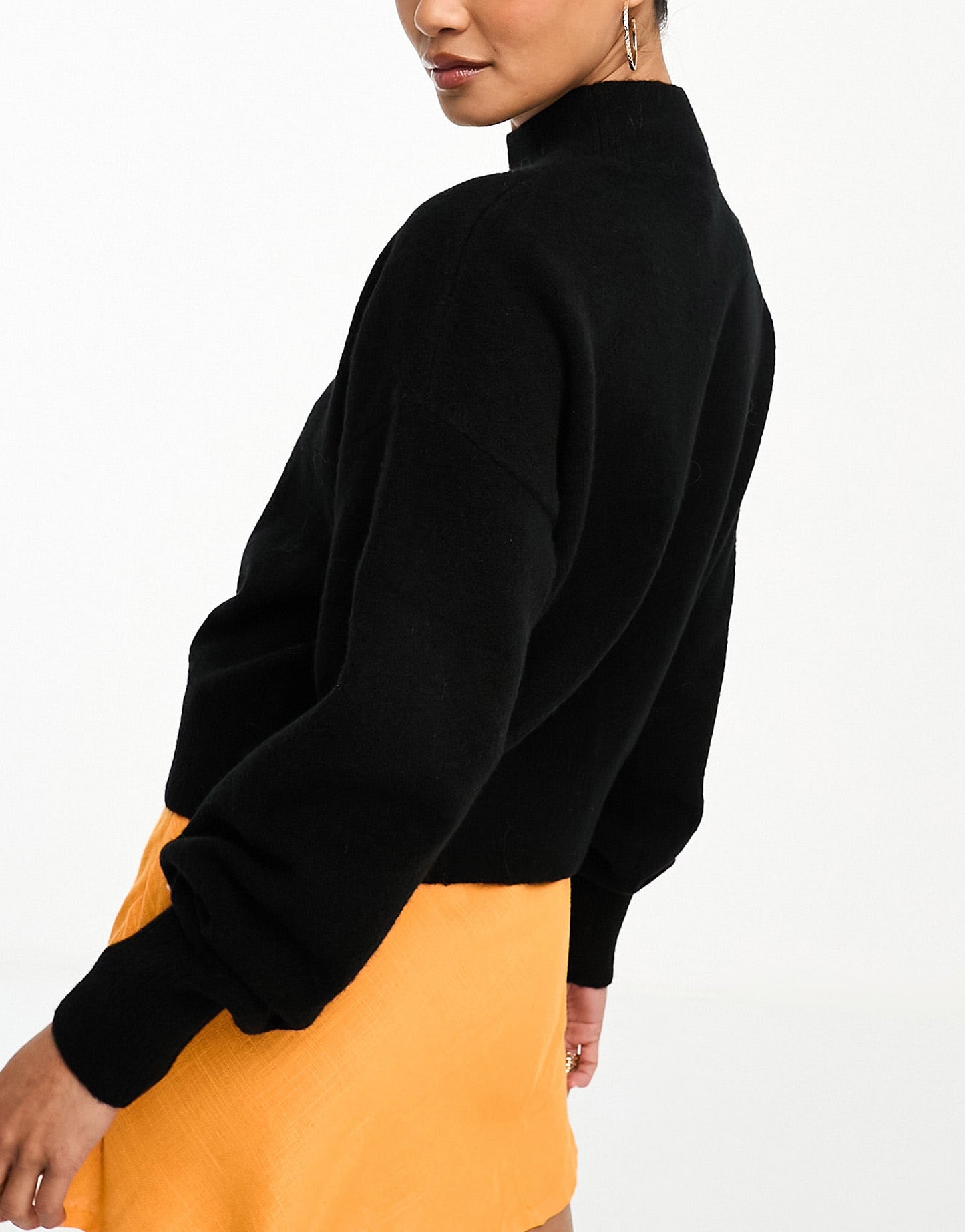 & Other Stories mock neck jumper in black