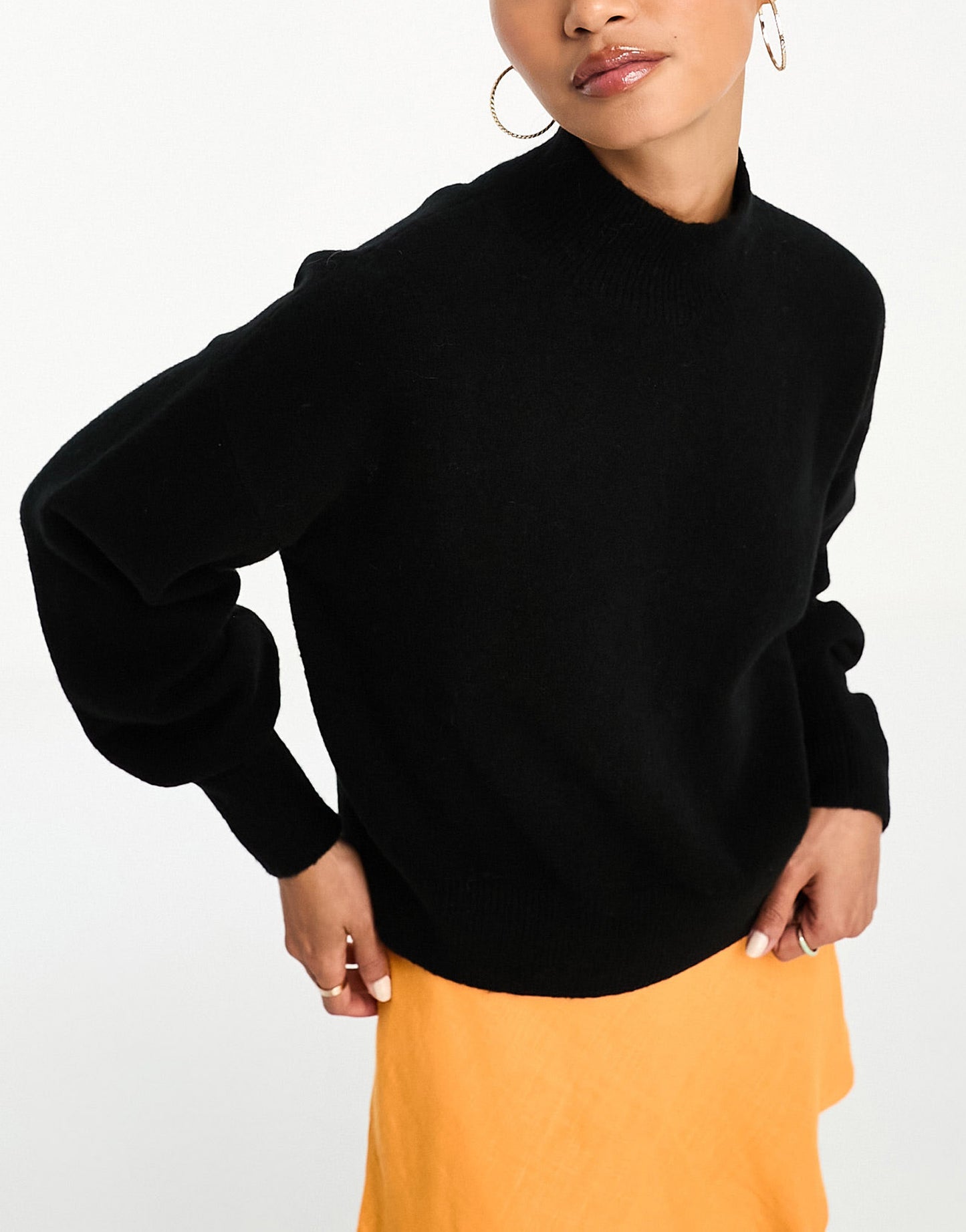 & Other Stories mock neck jumper in black