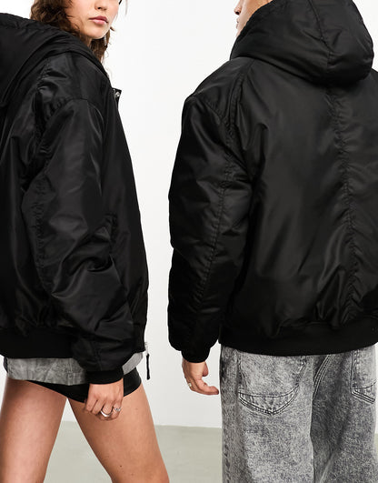 AllSaints x ASOS exclusive Thornson unisex oversized puffer bomber jacket in black