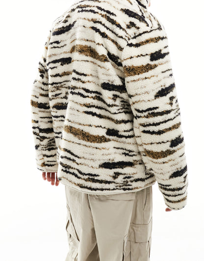 ASOS DESIGN oversized walker jacket in neutral tiger print