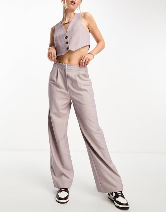 ASOS DESIGN co-ord wide leg tailored trousers in mink