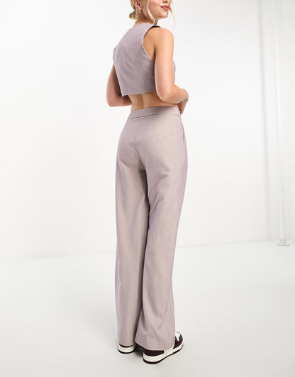 ASOS DESIGN co-ord wide leg tailored trousers in mink