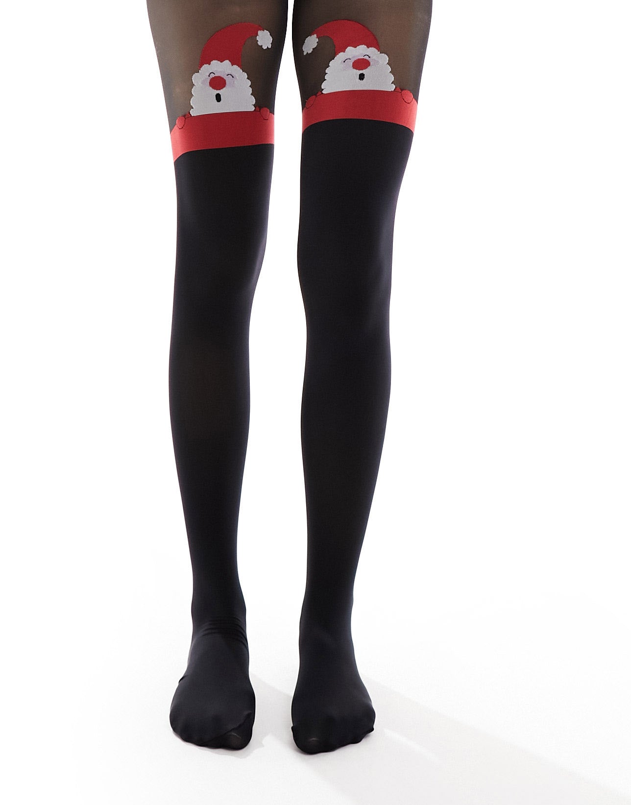 Pretty Polly Christmas Santa mock hold up tights in black