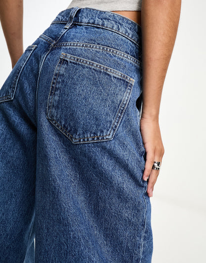 Pull&Bear wide leg jean co-ord in mid blue