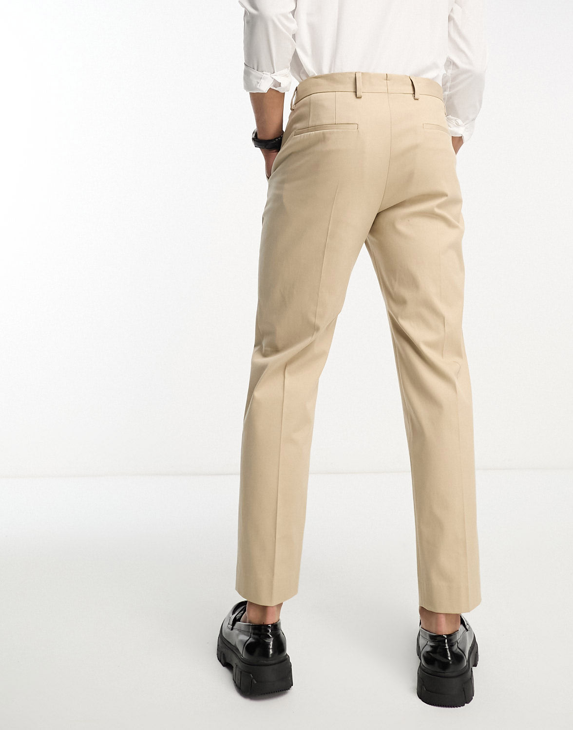 Selected Homme cotton mix loose fit smart trouser with front pleat in cream