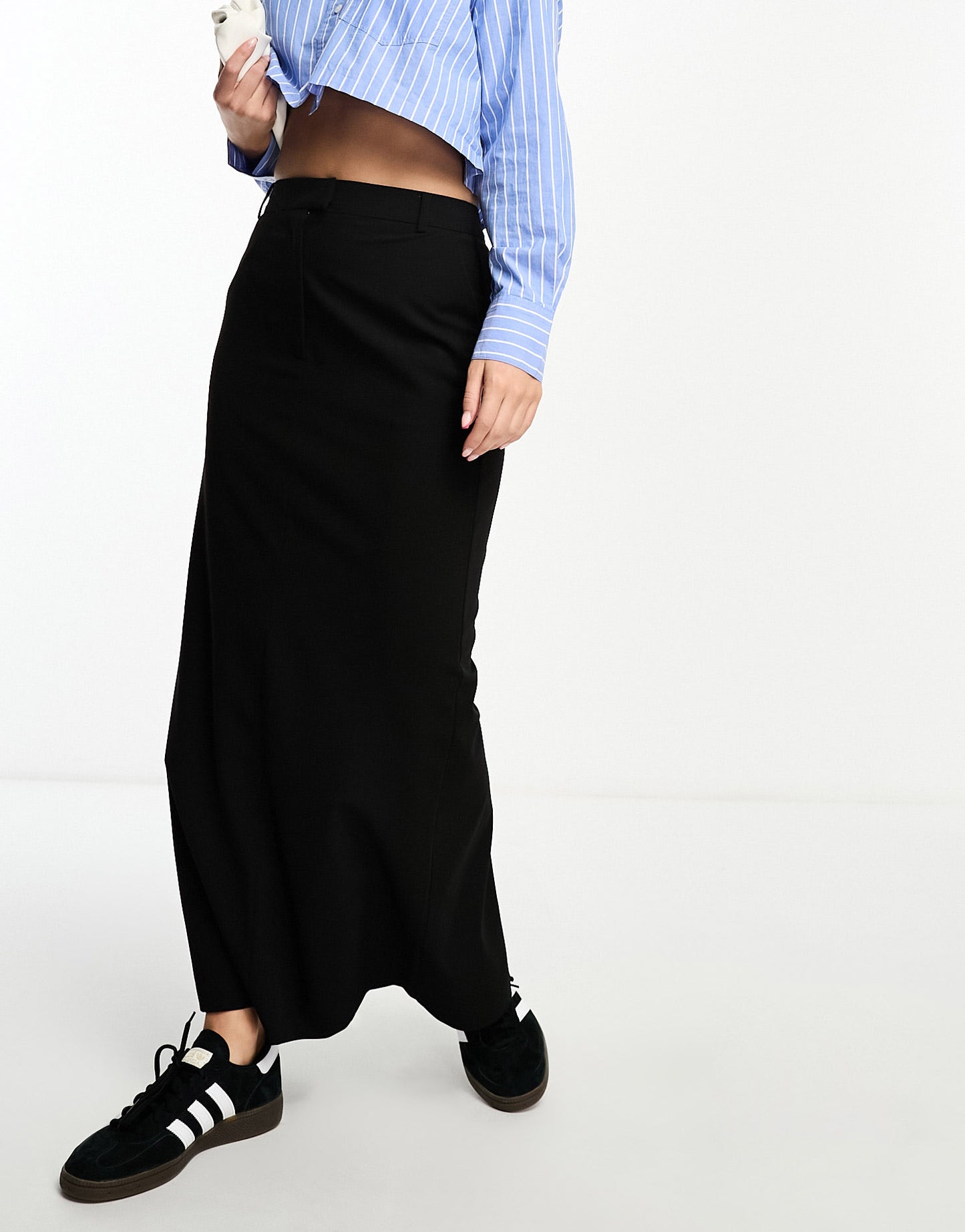 ASOS DESIGN Hourglass column maxi skirt with split in black