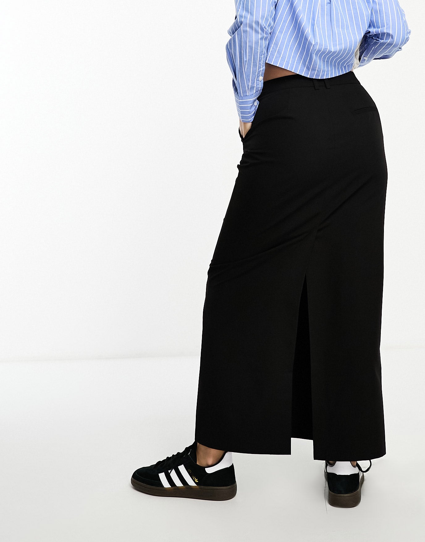 ASOS DESIGN Hourglass column maxi skirt with split in black