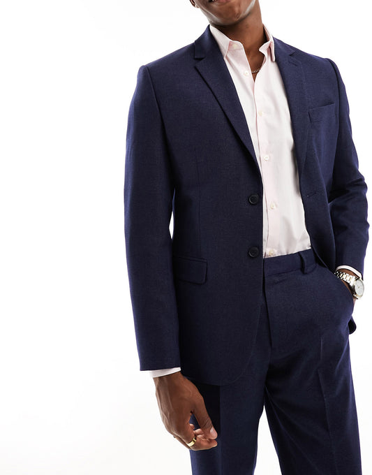 Ben Sherman plain slim blazer jacket in navy