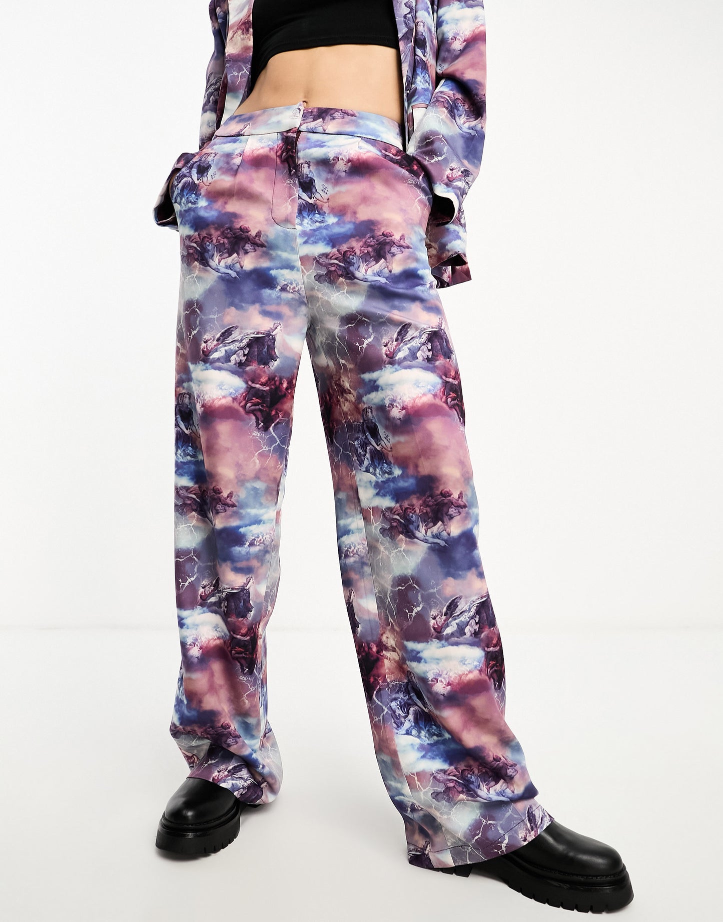 Annorlunda renaissance print wide leg trouser co-ord