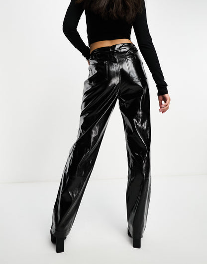 Amy Lynn longer leg Lupe trouser in high shine black