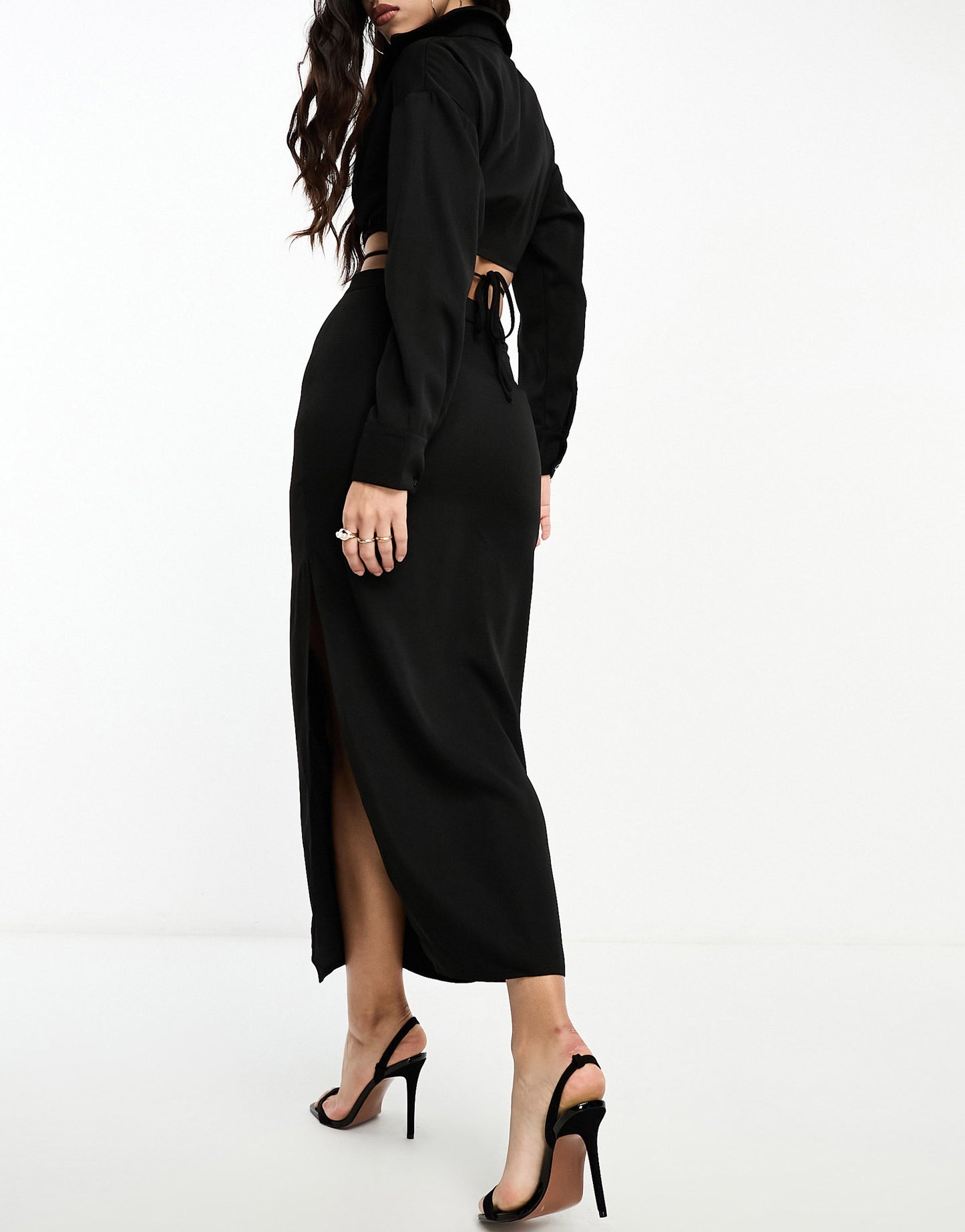 Public Desire thigh split midi skirt co-ord in black