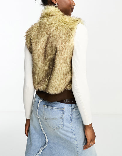 Tammy Girl faux fur gilet with faux leather neck buckle