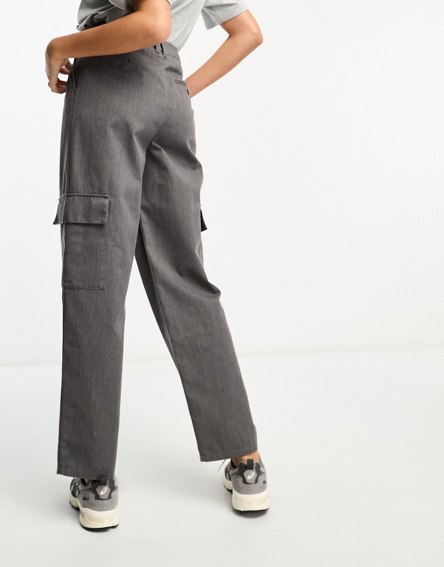 ASOS DESIGN Tall cargo barrel leg trouser in grey