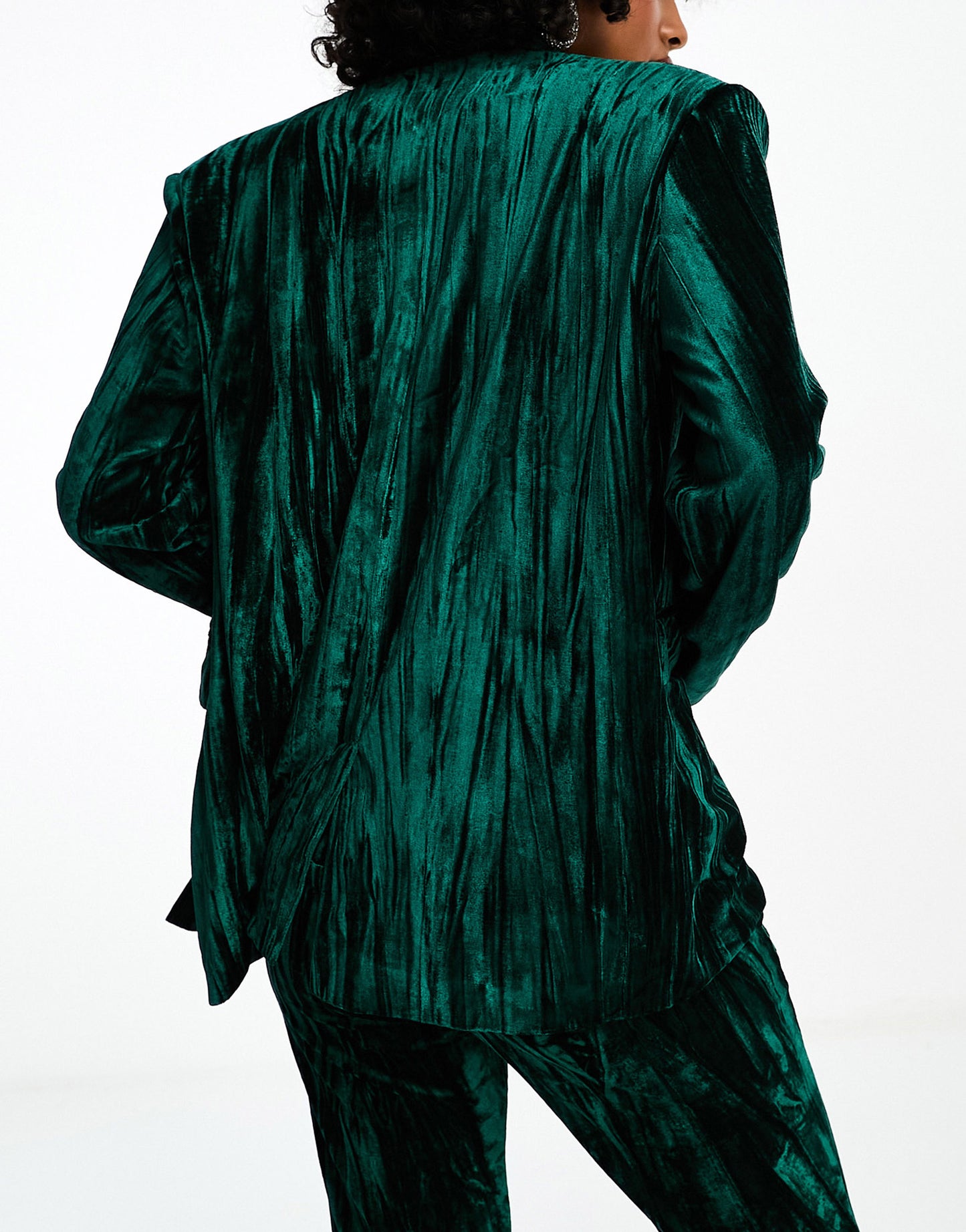 Extro & Vert tailored velvet blazer in co-ord emerald green