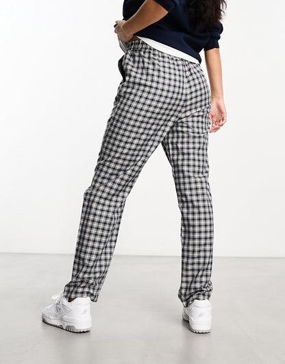 Monki mix and match tapered tailored trousers in check