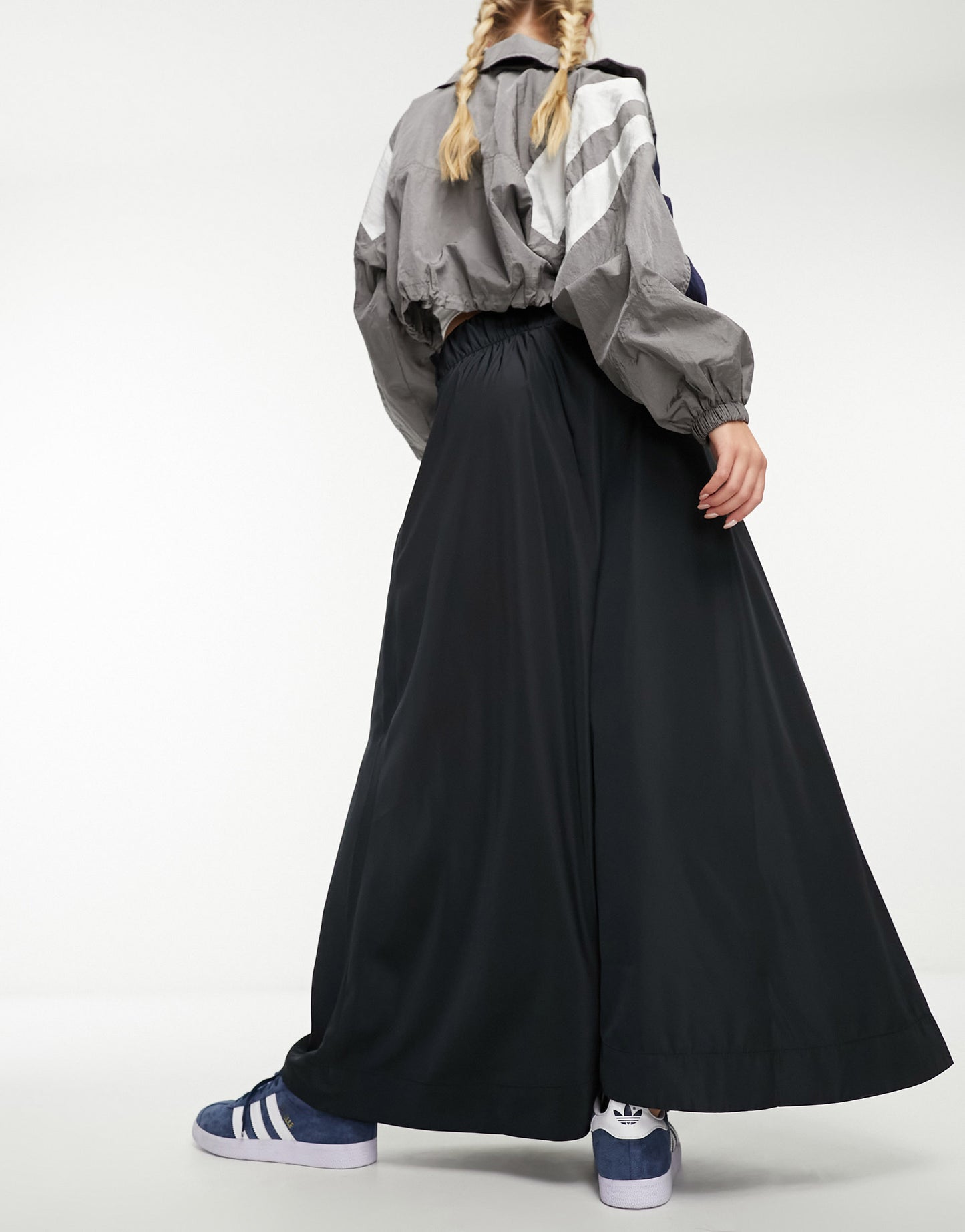 Monki taffeta maxi skirt in black