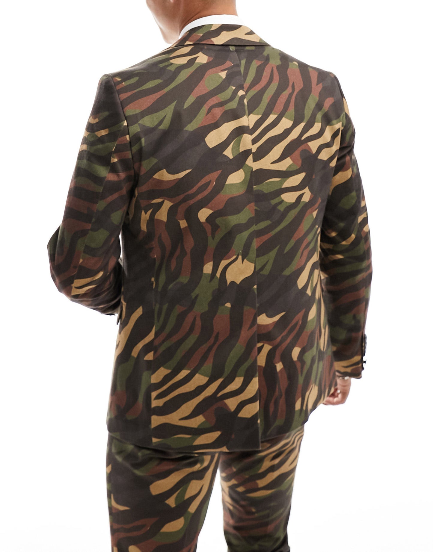 Twisted Tailor gables tiger camo suit jacket in brown