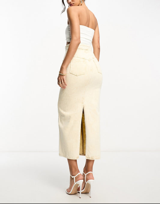 Kyo The Brand denim maxi skirt co-ord in washed sand