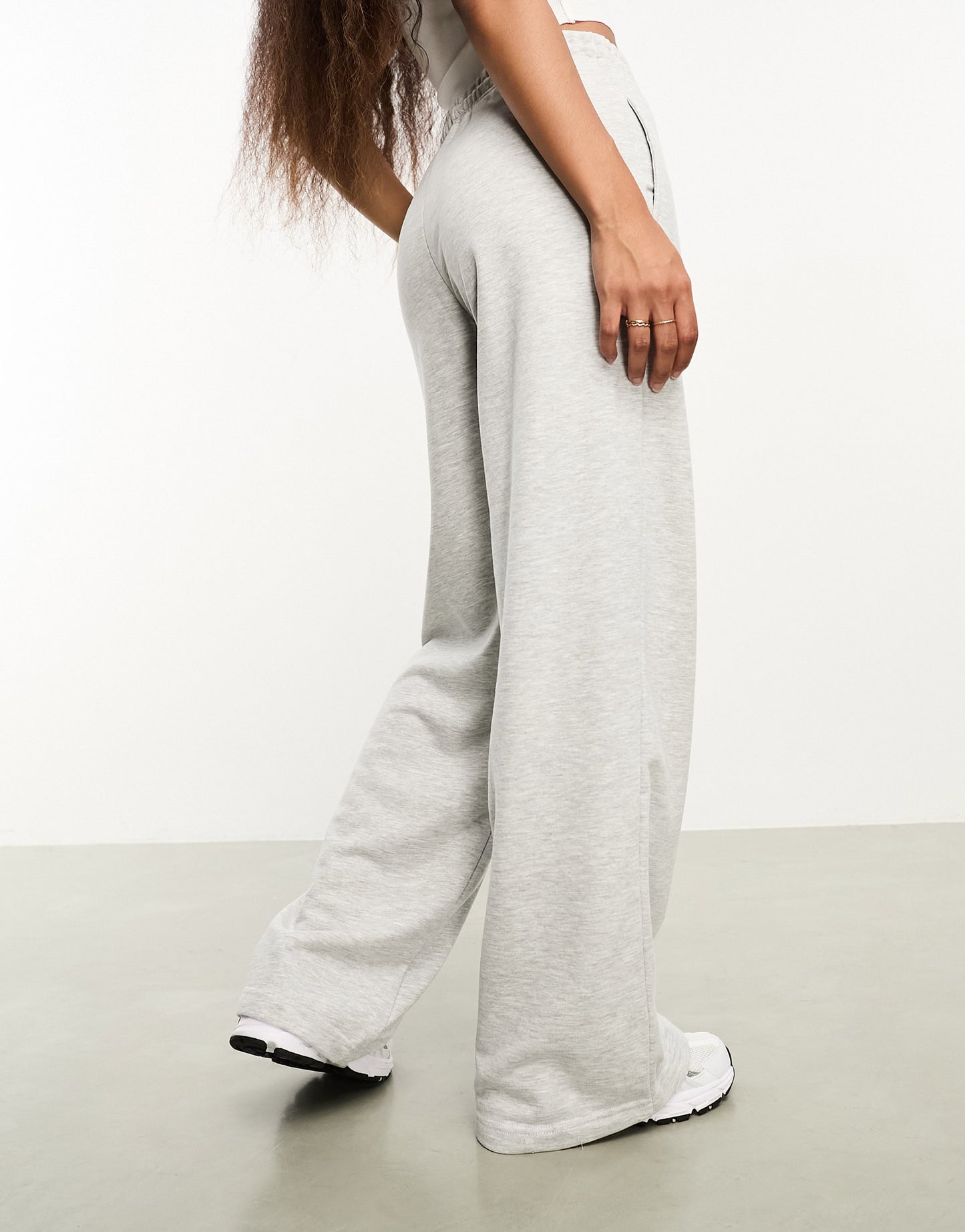 Stradivarius Petite wide leg jogger in grey marl