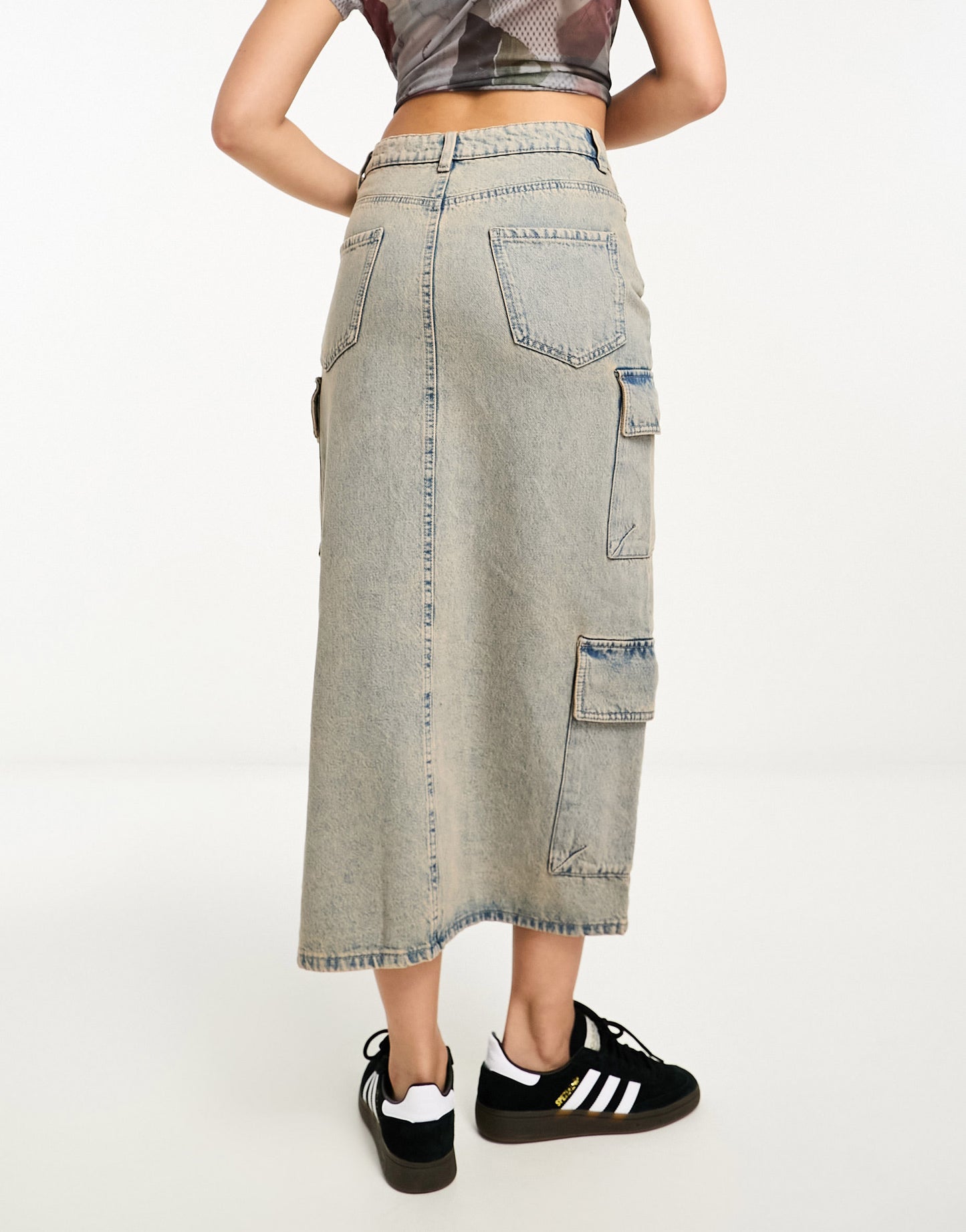 Stradivarius STR denim skirt in vintage wash