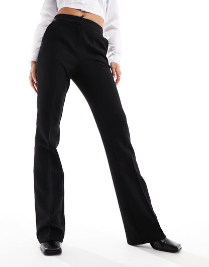 Morgan tailored trousers with satin side stripe in black