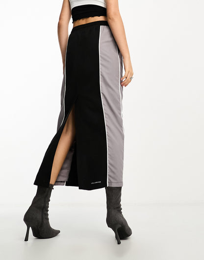 COLLUSION nylon maxi skirt in black