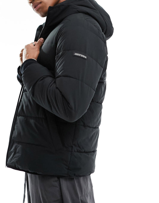 Abercrombie & Fitch lightweight hooded puffer jacket in black