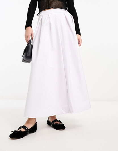 ASOS DESIGN bonded prom midi skirt in white