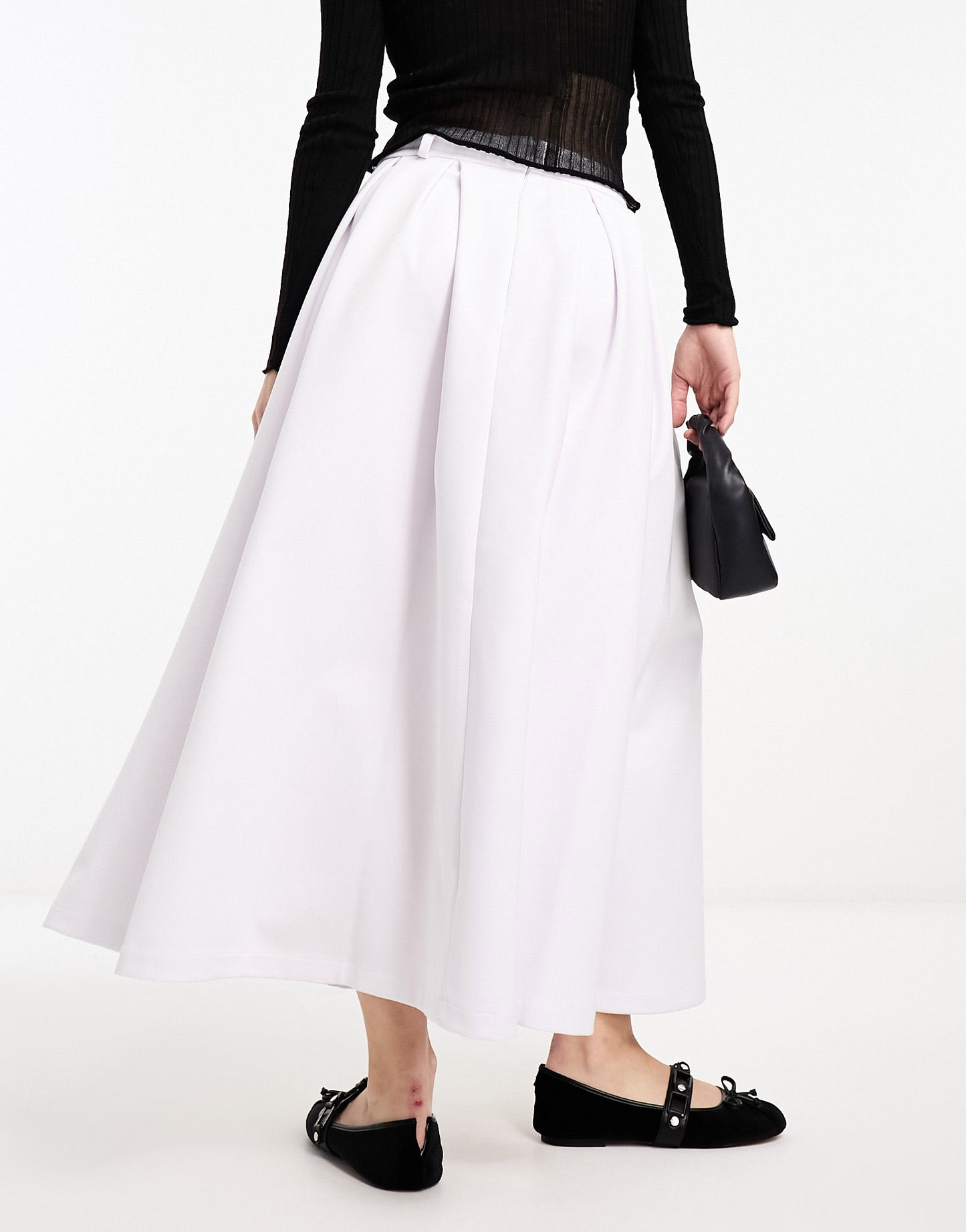 ASOS DESIGN bonded prom midi skirt in white