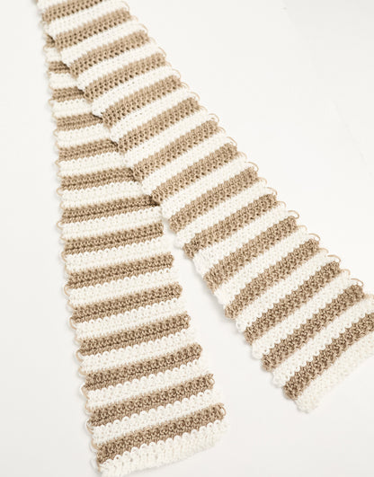 Daisy Street skinny striped knitted scarf in off white and beige