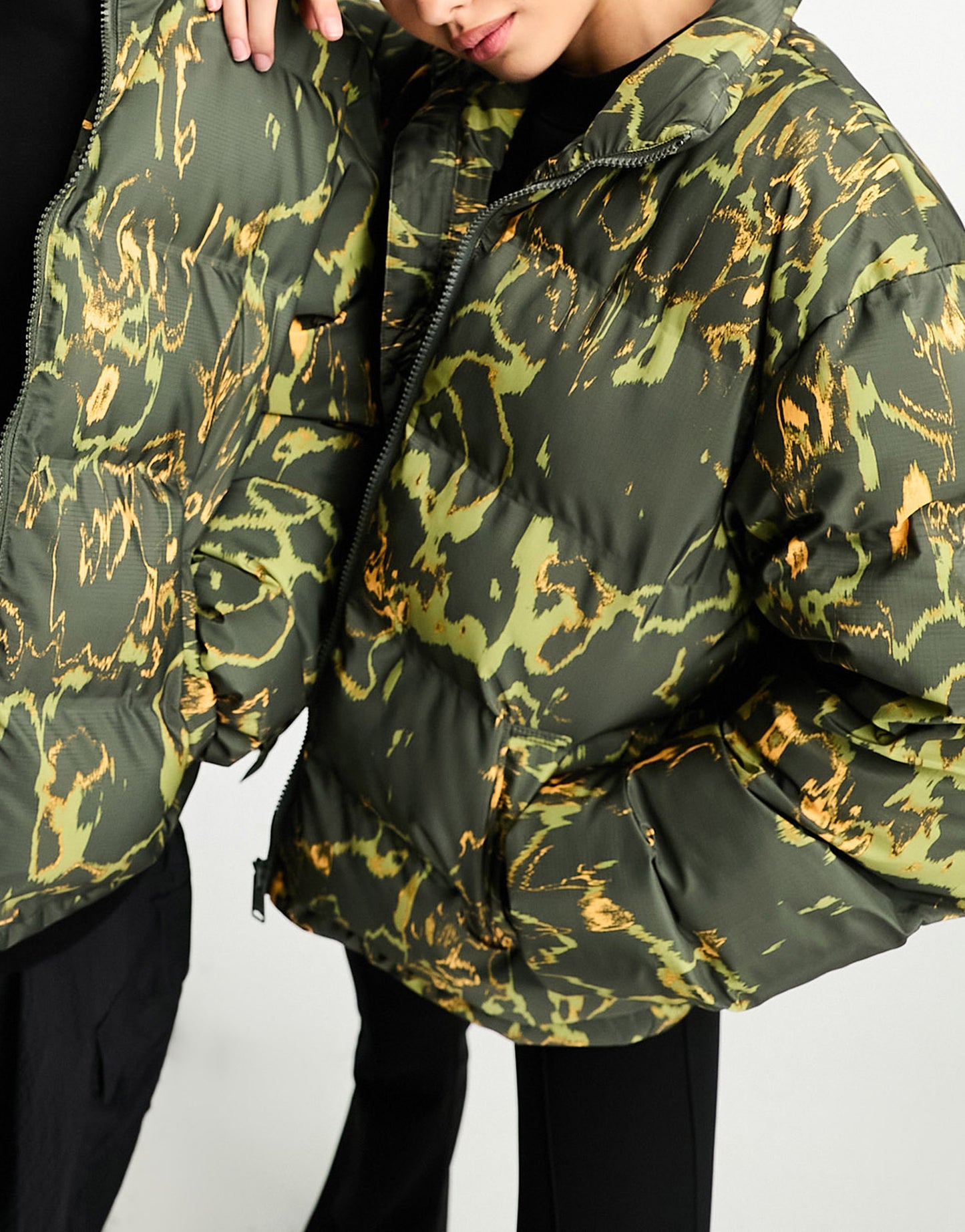 Weekday Unisex Cole puffer jacket in all over print exclusive to ASOS