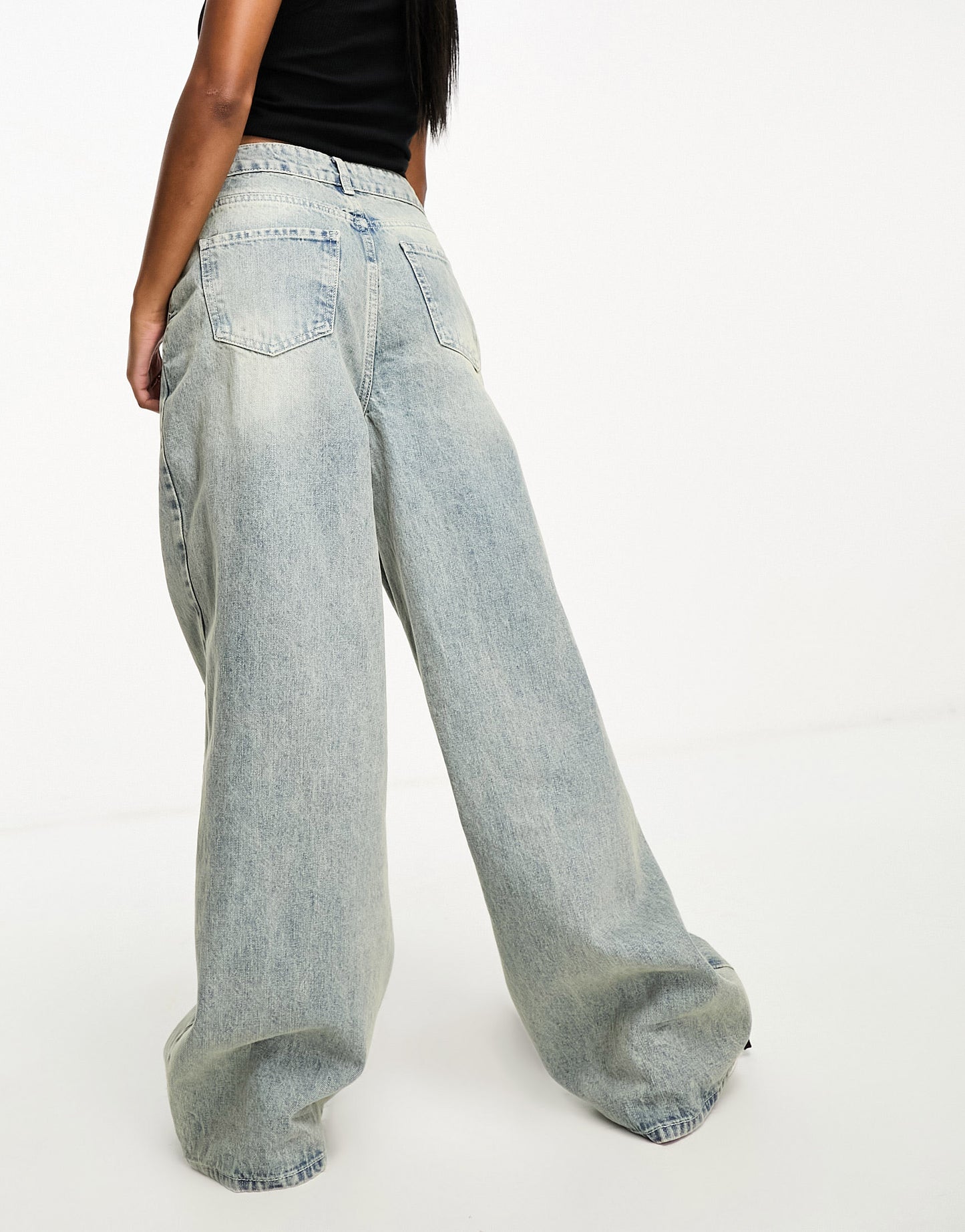 Stradivarius Petite STR baggy jean in vintage wash