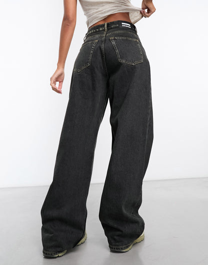 Dr Denim Donna relaxed fit straight leg jeans in tinted black