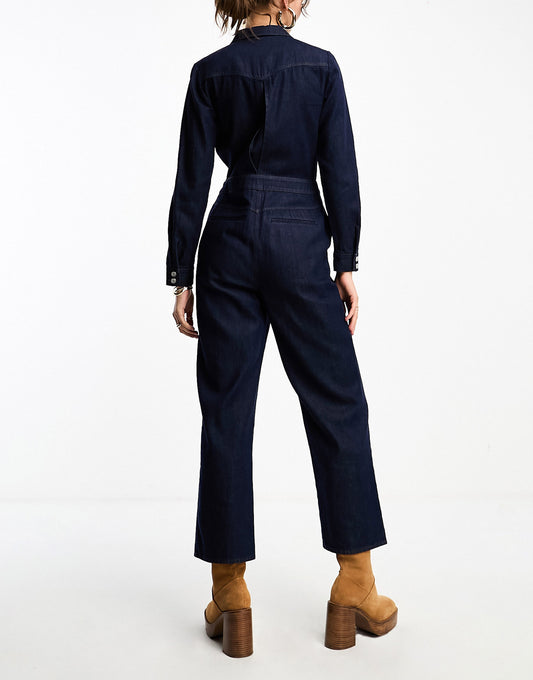 Whistles western denim button front jumpsuit