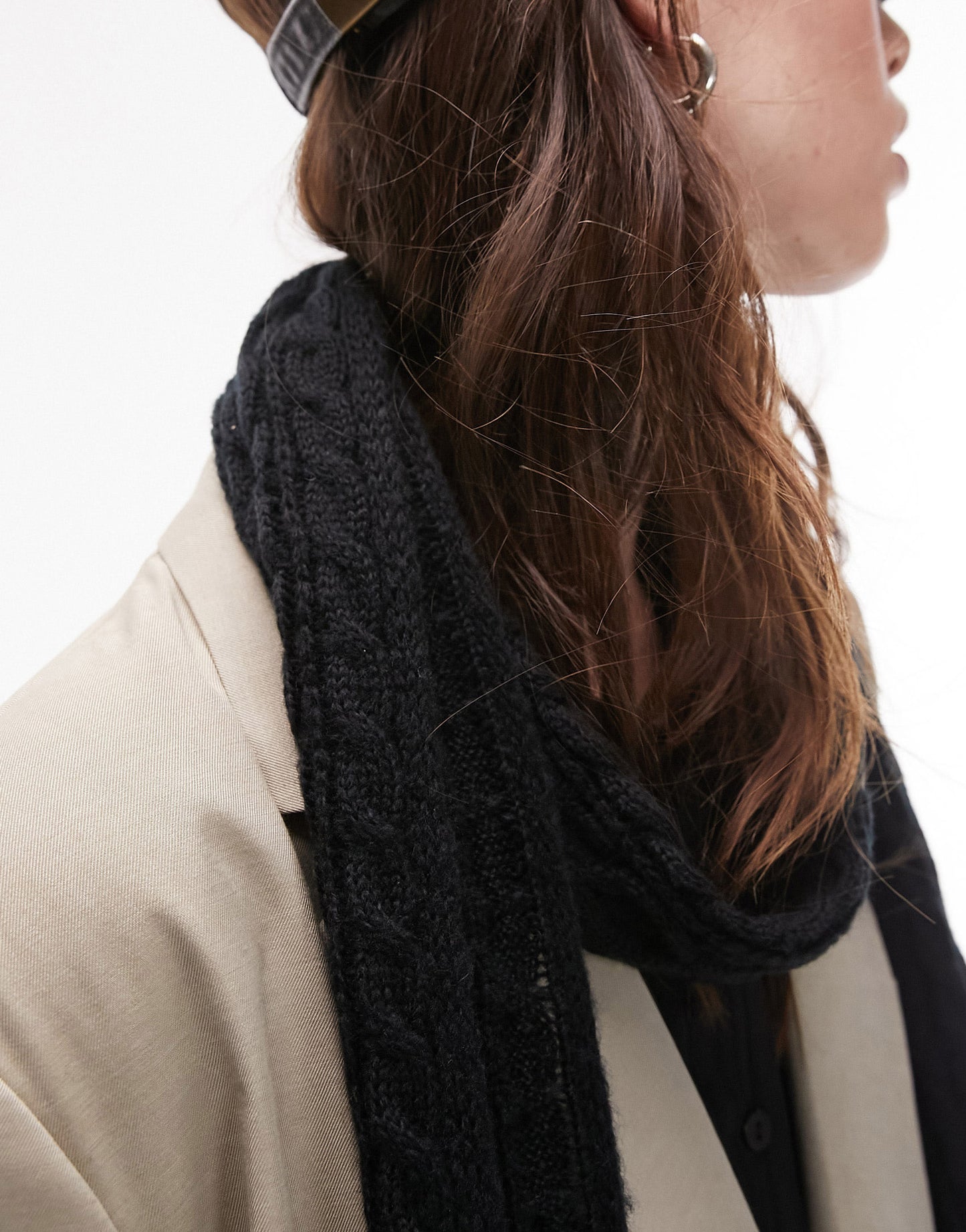 Topshop Sasha fine knit scarf in black