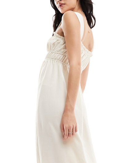 The Frolic tiki tie front maxi beach dress in cream