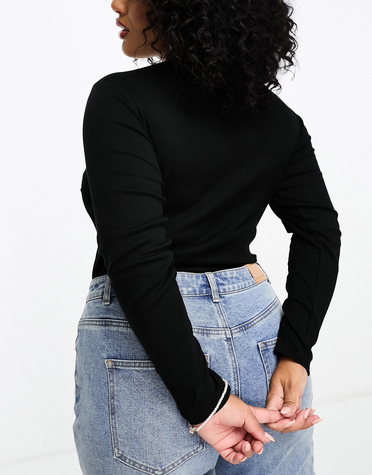 Yours long sleeve ribbed bodysuit in black