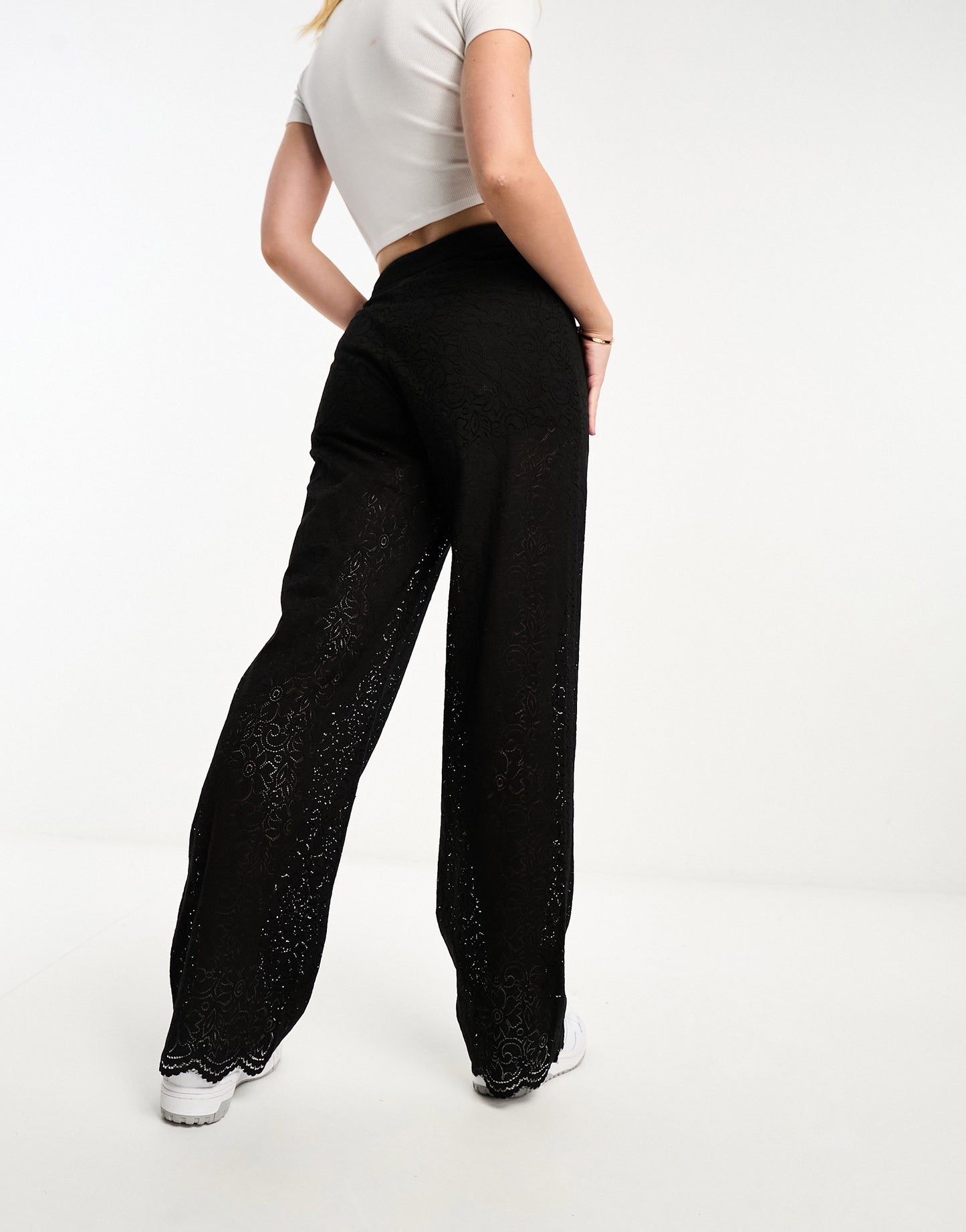 The Frolic lace tailored wide leg trousers in black co-ord