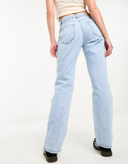 Stradivarius STR straight leg jean in light wash