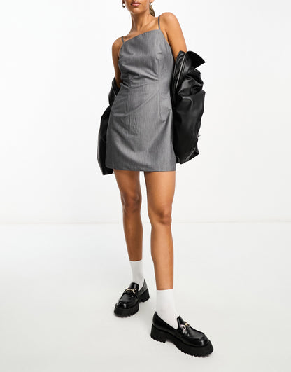 Stradivarius tailored mini dress in grey