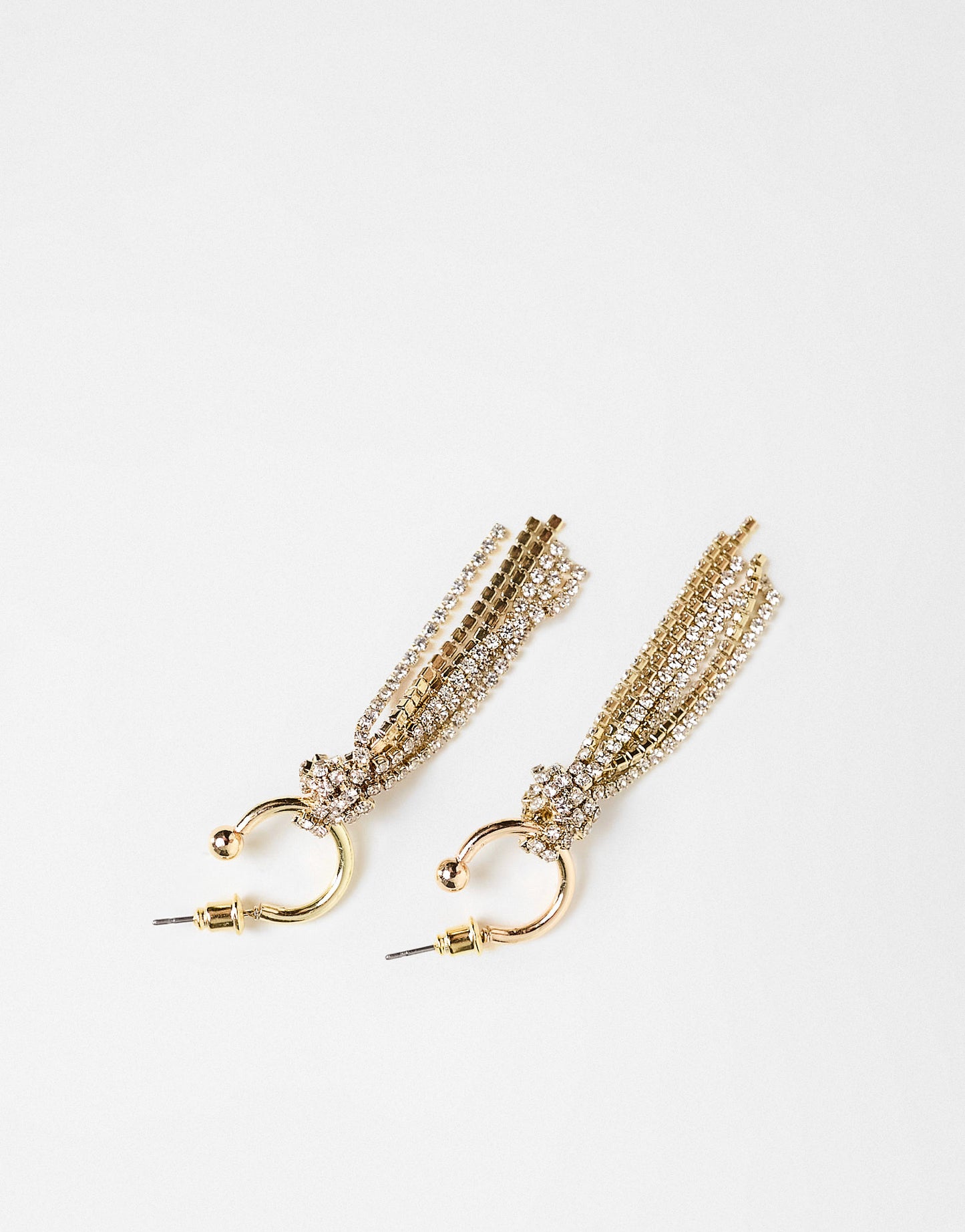 Petit Moments knotted waterfall rhinestone earrings in gold