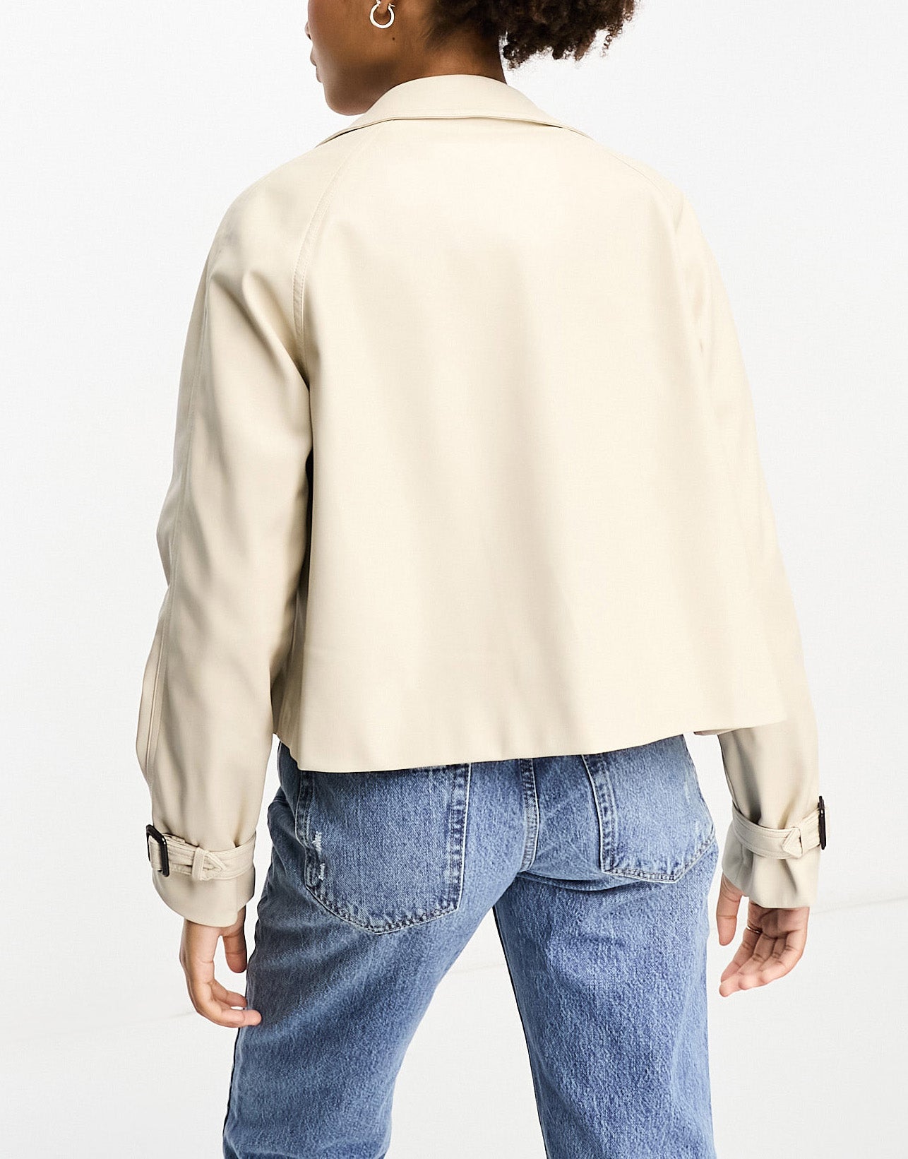 River Island crop pu trench jacket in cream