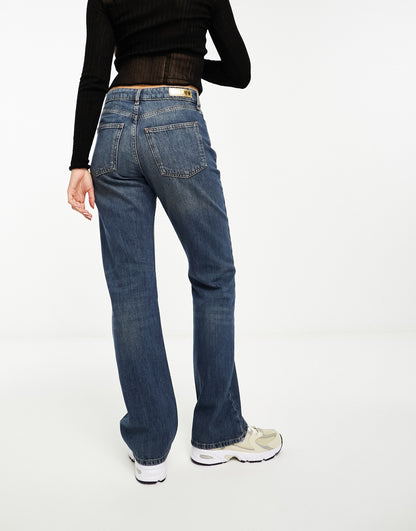 River Island slim bootcut jean in midwash blue