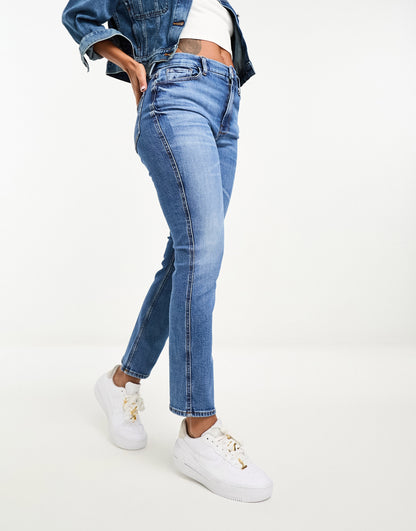 River Island high rise slim jeans in blue